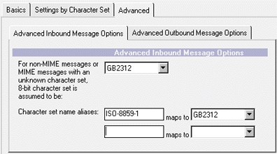 International MIME Settings document, Advanced tab