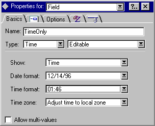 The Basics tab of the Field Properties box