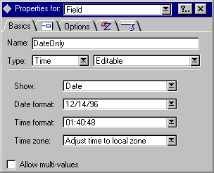 The Basics tab of the Field Properties box