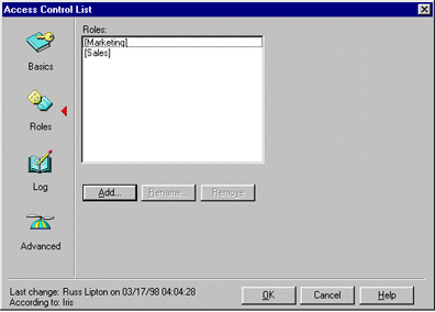 Roles panel