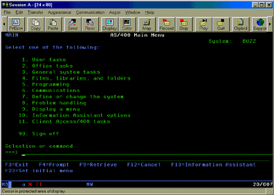 AS/4000 main menu