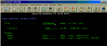 Specify Members to Work with screen