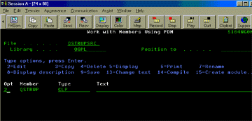Work with Members Using PDM screen