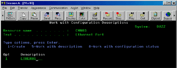 Work with Configuration Descriptions Menu
