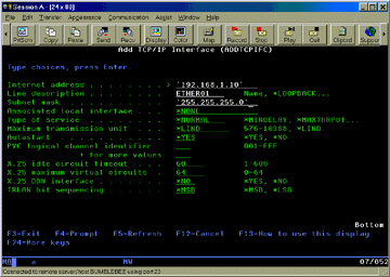 Add TCP/IP Interface Menu