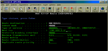 Add TCP/IP Route Menu