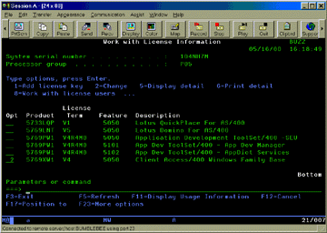 Work with License Information Menu