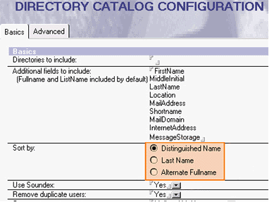 Directory Catalog Sort by options