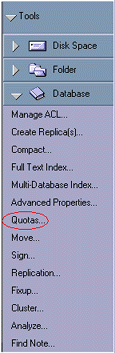 Tools - Database - Quotas