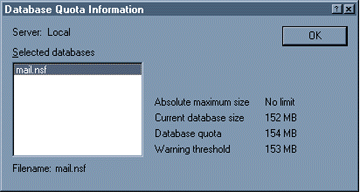 Database Quota Information