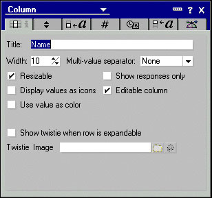Column Properties box Basics tab