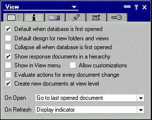 View Properties box Options tab