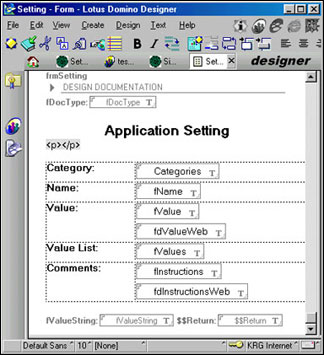 Setting form in Designer
