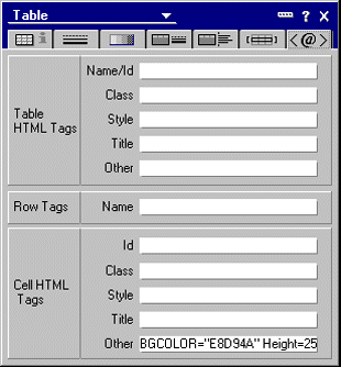 Table Properties dialog box