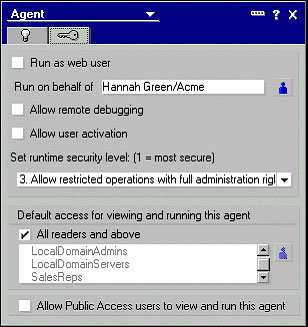 Agent Properties box