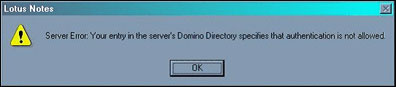 Server error message