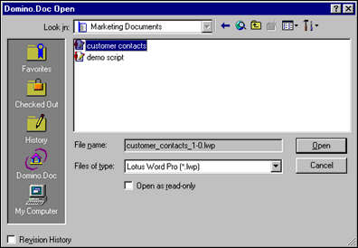 Domino.Doc Open dialog