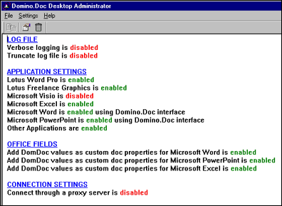 Domino.Doc Desktop Administrator screen
