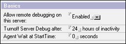 Remote Debug Manager tab