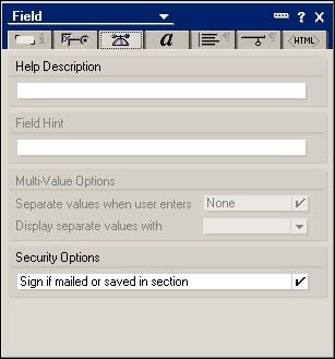 Field Properties box