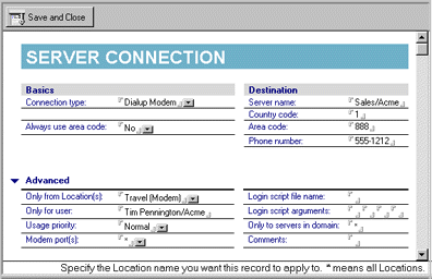 Dialup Modem Server Connection document
