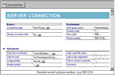 Hunt Group Server Connection document