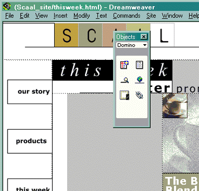 Domino components toolbar for Dreamweaver