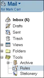 Rules folder in navigation frame