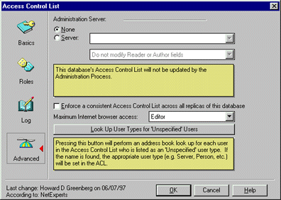 Access Control List, Advanced pane