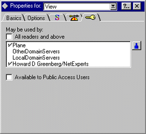 View properties, Security tab
