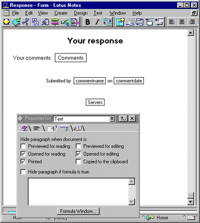 Sample form with hide/when settings