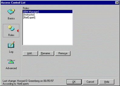 Access Control List, Roles pane