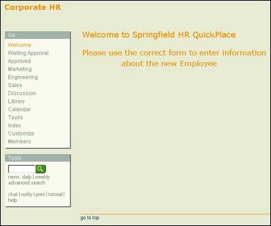 Example Welcome page