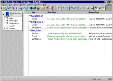 Categorized view for help topic