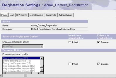 Registration Settings for Acme_Default_Registration