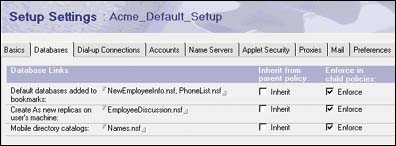 Setup Settings for Acme_Default_Setup