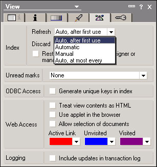 View Properties box - Refresh field