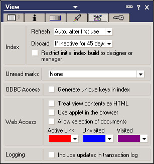View Properties box - ODBC Access property