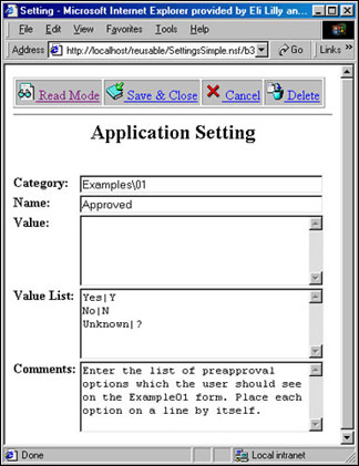 Example Setting document