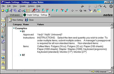 The Settings view