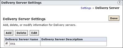 Delivery Server Settings