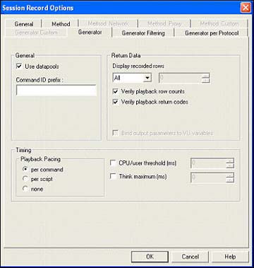 Rational Robot record feature options