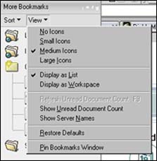 Bookmarks -- View menu