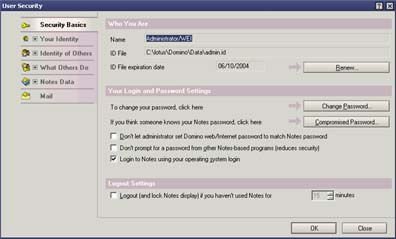 Security dialog
