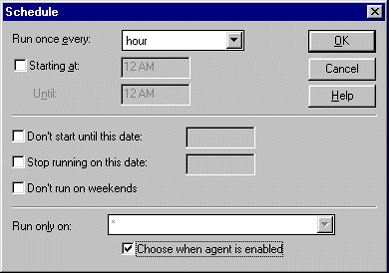 Agent Schedule dialog