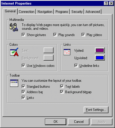 IE's Internet Properties dialog