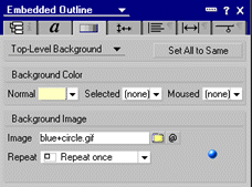 The Backgrounds tab of the Embedded Outline Properties box