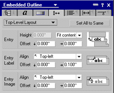 The Alignment tab of the Embedded Outline Properties box
