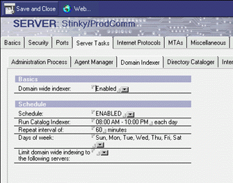 Server document, Server Tasks tab